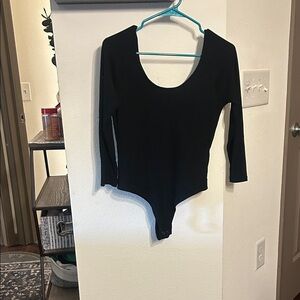 Classic Ribbed Black Bodysuit